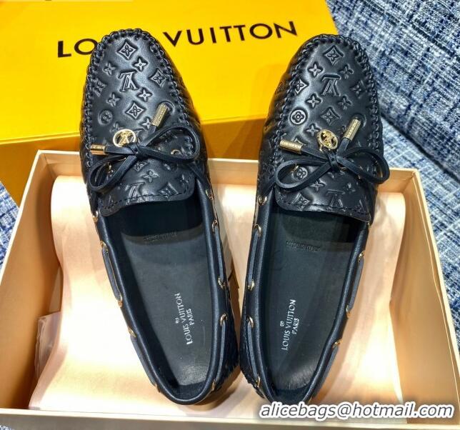 Hot Sale Louis Vuitton Gloria Monogram Leather Flat Loafer 032901 Black 2021