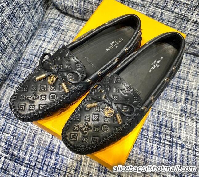 Hot Sale Louis Vuitton Gloria Monogram Leather Flat Loafer 032901 Black 2021