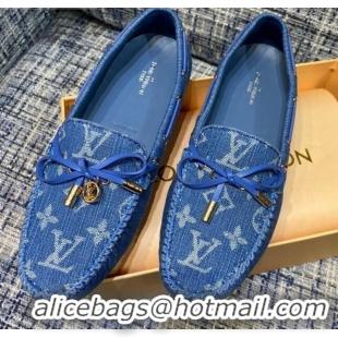 Grade Quality Louis Vuitton Gloria Monogram Denim Flat Loafer 032907 Blue 2021