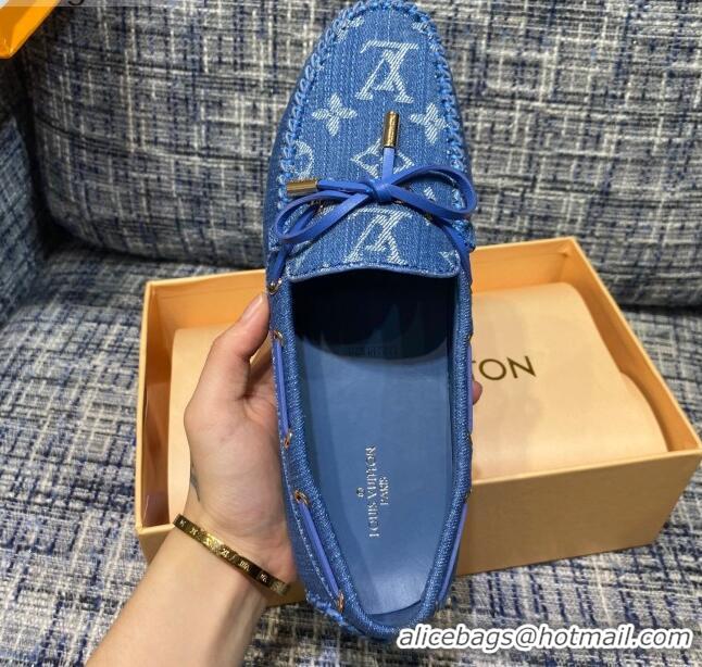 Grade Quality Louis Vuitton Gloria Monogram Denim Flat Loafer 032907 Blue 2021