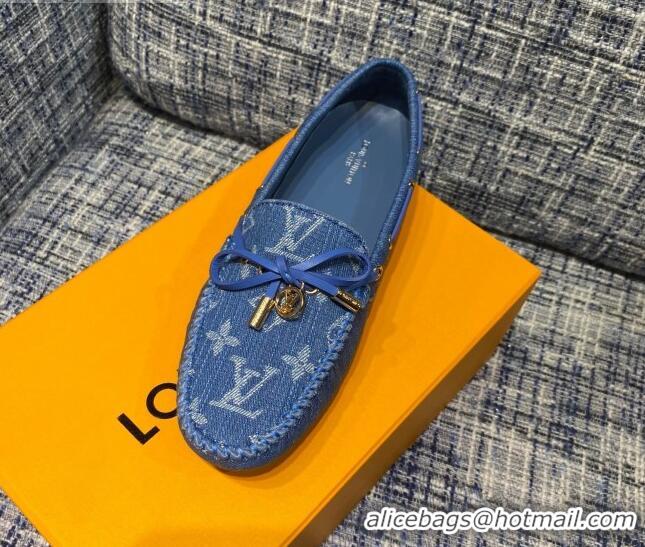 Grade Quality Louis Vuitton Gloria Monogram Denim Flat Loafer 032907 Blue 2021