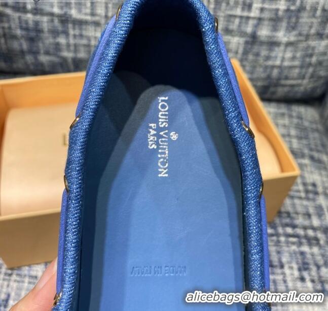 Grade Quality Louis Vuitton Gloria Monogram Denim Flat Loafer 032907 Blue 2021