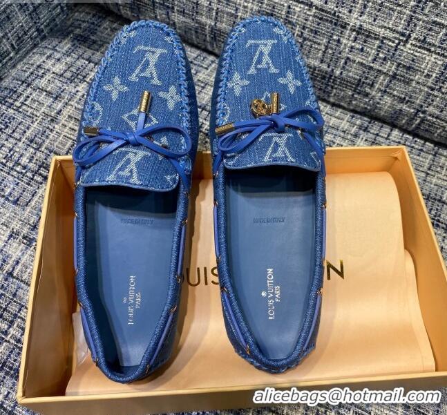 Grade Quality Louis Vuitton Gloria Monogram Denim Flat Loafer 032907 Blue 2021