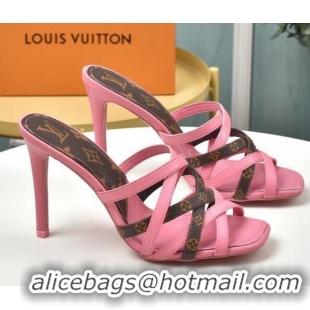 Discount Louis Vuitton Revival Strap Heel Slide Sandals 10cm 033090 Pink 2021