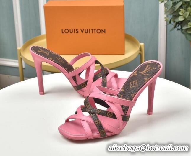 Discount Louis Vuitton Revival Strap Heel Slide Sandals 10cm 033090 Pink 2021