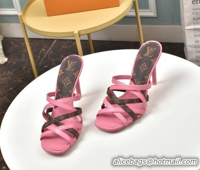 Discount Louis Vuitton Revival Strap Heel Slide Sandals 10cm 033090 Pink 2021