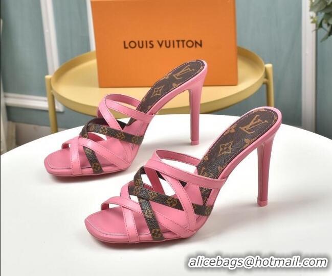 Discount Louis Vuitton Revival Strap Heel Slide Sandals 10cm 033090 Pink 2021