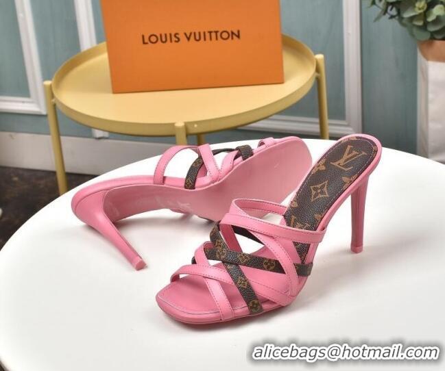 Discount Louis Vuitton Revival Strap Heel Slide Sandals 10cm 033090 Pink 2021