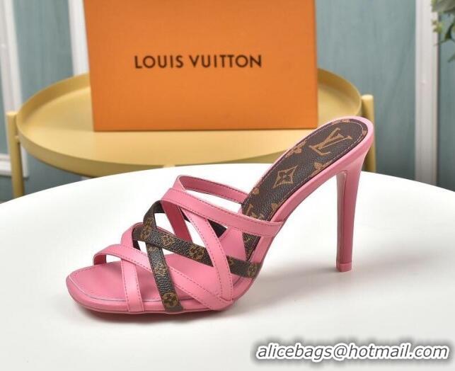 Discount Louis Vuitton Revival Strap Heel Slide Sandals 10cm 033090 Pink 2021