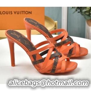 Custom Louis Vuitton Revival Strap Heel Slide Sandals 10cm 033090 Orange 2021