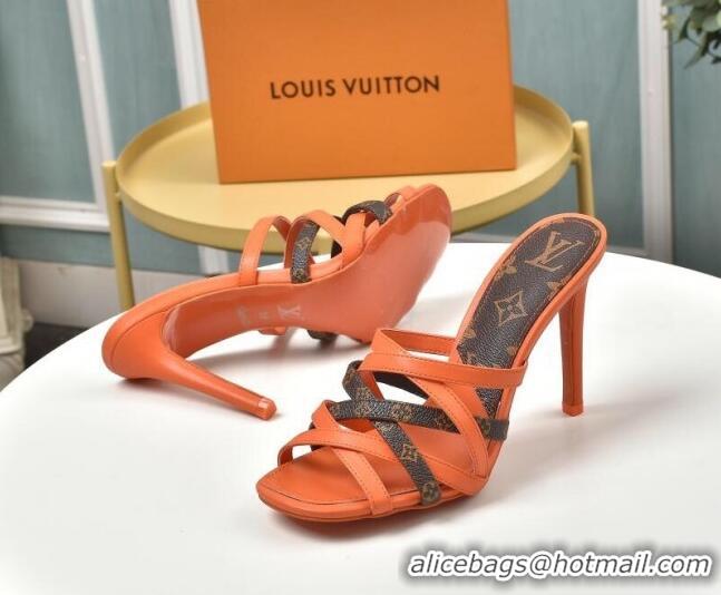 Custom Louis Vuitton Revival Strap Heel Slide Sandals 10cm 033090 Orange 2021