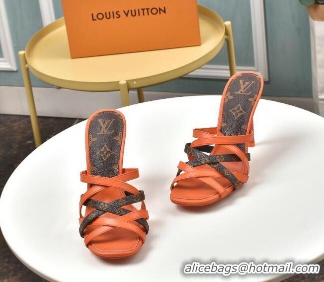 Custom Louis Vuitton Revival Strap Heel Slide Sandals 10cm 033090 Orange 2021