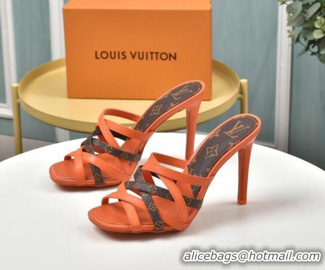 Custom Louis Vuitton Revival Strap Heel Slide Sandals 10cm 033090 Orange 2021