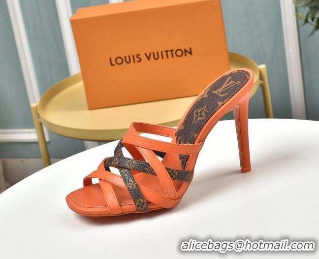 Custom Louis Vuitton Revival Strap Heel Slide Sandals 10cm 033090 Orange 2021