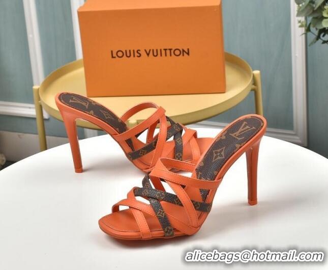 Custom Louis Vuitton Revival Strap Heel Slide Sandals 10cm 033090 Orange 2021