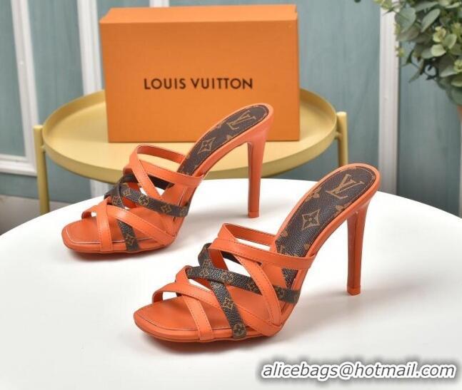 Custom Louis Vuitton Revival Strap Heel Slide Sandals 10cm 033090 Orange 2021