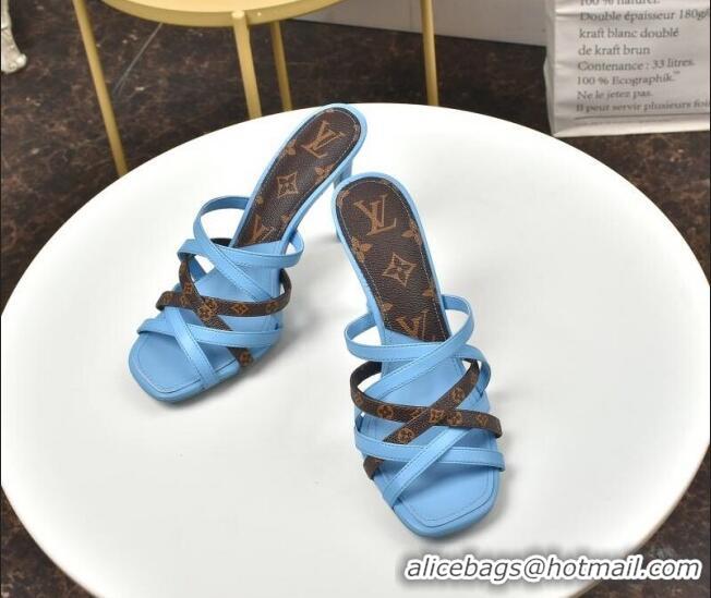 Trendy Design Louis Vuitton Revival Strap Heel Slide Sandals 10cm 033090 Blue 2021