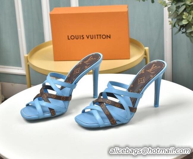 Trendy Design Louis Vuitton Revival Strap Heel Slide Sandals 10cm 033090 Blue 2021