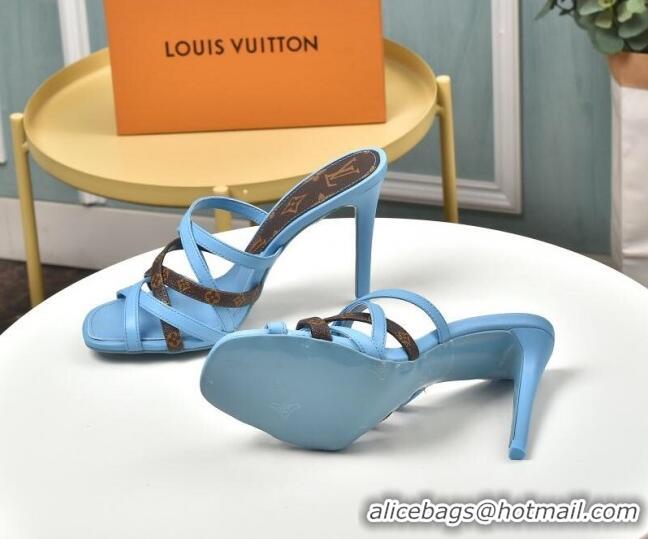 Trendy Design Louis Vuitton Revival Strap Heel Slide Sandals 10cm 033090 Blue 2021