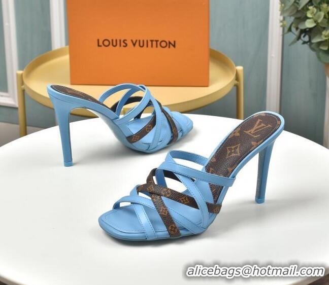 Trendy Design Louis Vuitton Revival Strap Heel Slide Sandals 10cm 033090 Blue 2021