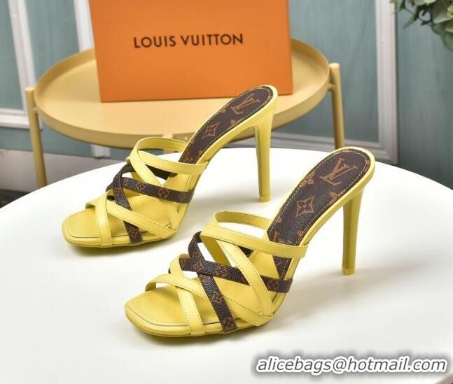 Top Quality Louis Vuitton Revival Strap Heel Slide Sandals 10cm 033090 Yellow 2021