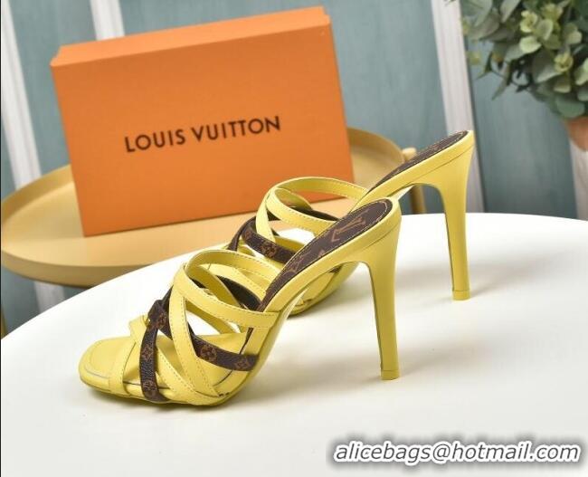 Top Quality Louis Vuitton Revival Strap Heel Slide Sandals 10cm 033090 Yellow 2021