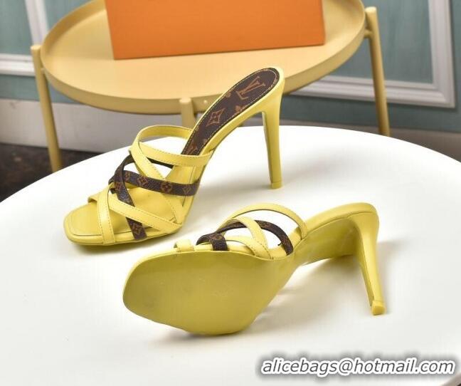 Top Quality Louis Vuitton Revival Strap Heel Slide Sandals 10cm 033090 Yellow 2021