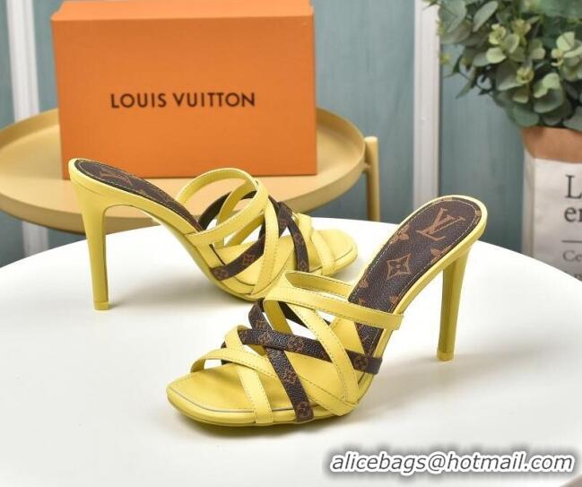 Top Quality Louis Vuitton Revival Strap Heel Slide Sandals 10cm 033090 Yellow 2021