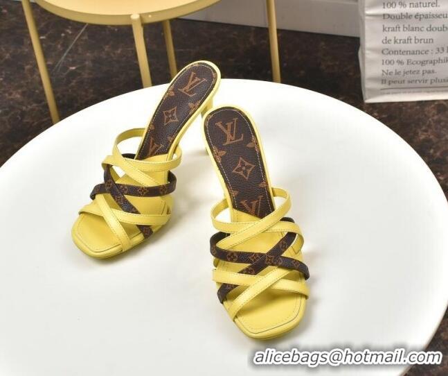 Top Quality Louis Vuitton Revival Strap Heel Slide Sandals 10cm 033090 Yellow 2021