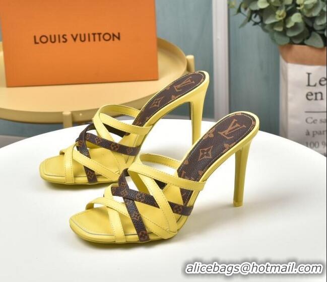 Top Quality Louis Vuitton Revival Strap Heel Slide Sandals 10cm 033090 Yellow 2021