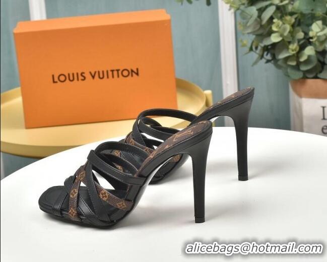 New Style Louis Vuitton Revival Strap Heel Slide Sandals 10cm 033090 Monogram Canvas 2021