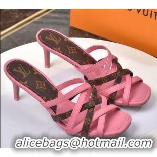 Charming Louis Vuitton Revival Strap Heel Slide Sandals 6.5cm 033097 Pink 2021