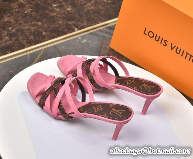 Charming Louis Vuitton Revival Strap Heel Slide Sandals 6.5cm 033097 Pink 2021