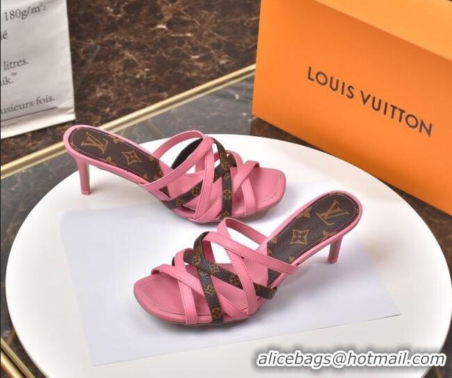 Charming Louis Vuitton Revival Strap Heel Slide Sandals 6.5cm 033097 Pink 2021