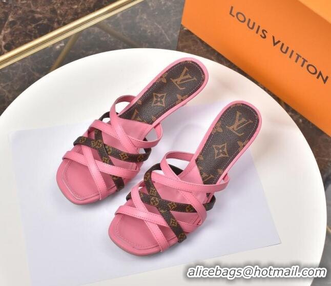 Charming Louis Vuitton Revival Strap Heel Slide Sandals 6.5cm 033097 Pink 2021