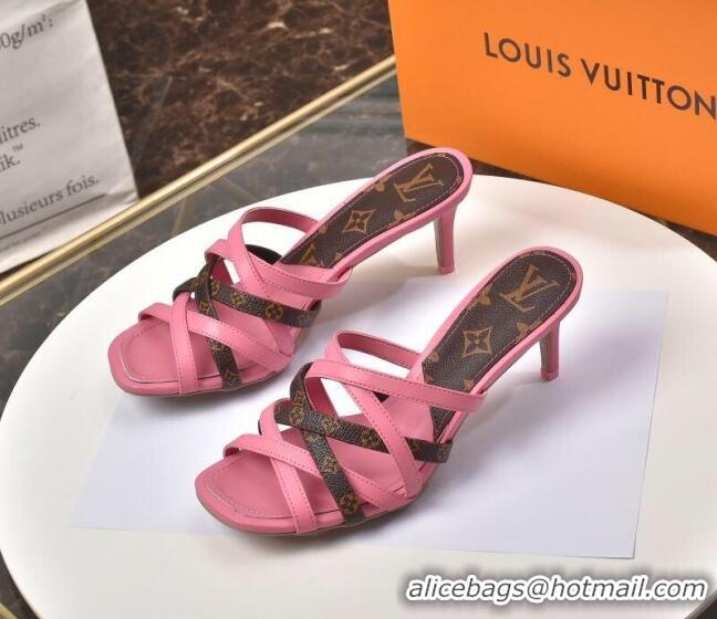 Charming Louis Vuitton Revival Strap Heel Slide Sandals 6.5cm 033097 Pink 2021