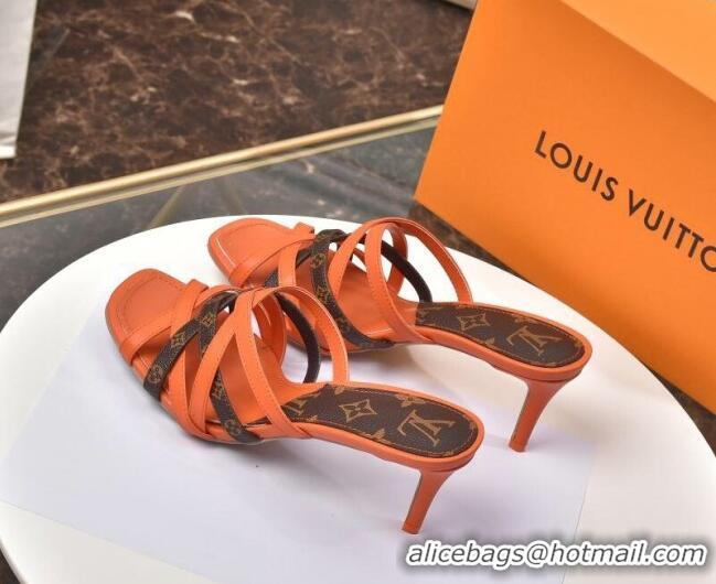 Unique Grade Louis Vuitton Revival Strap Heel Slide Sandals 6.5cm 033097 Orange 2021