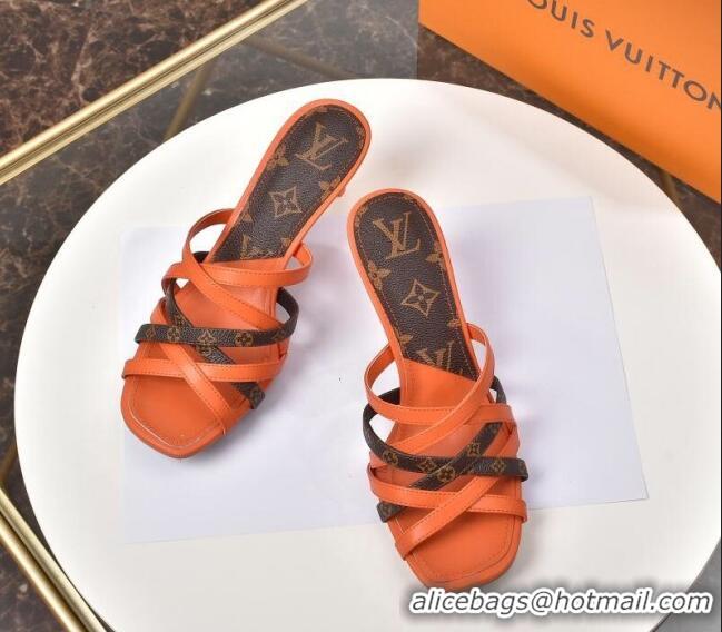 Unique Grade Louis Vuitton Revival Strap Heel Slide Sandals 6.5cm 033097 Orange 2021