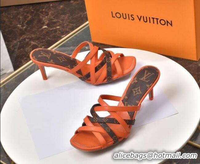 Unique Grade Louis Vuitton Revival Strap Heel Slide Sandals 6.5cm 033097 Orange 2021