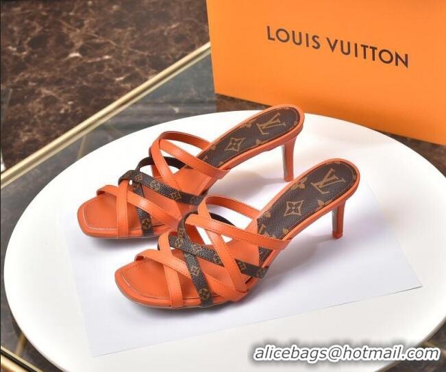 Unique Grade Louis Vuitton Revival Strap Heel Slide Sandals 6.5cm 033097 Orange 2021