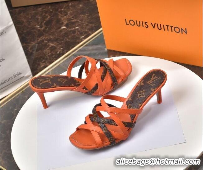 Unique Grade Louis Vuitton Revival Strap Heel Slide Sandals 6.5cm 033097 Orange 2021