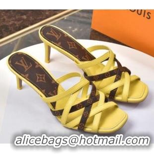 Low Cost Louis Vuitton Revival Strap Heel Slide Sandals 6.5cm 033097 Yellow 2021