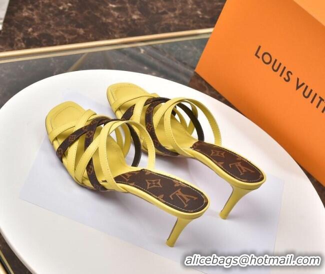 Low Cost Louis Vuitton Revival Strap Heel Slide Sandals 6.5cm 033097 Yellow 2021