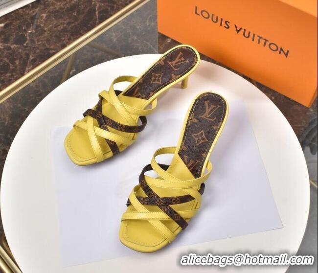 Low Cost Louis Vuitton Revival Strap Heel Slide Sandals 6.5cm 033097 Yellow 2021