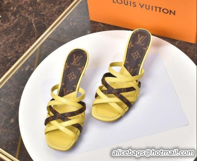 Low Cost Louis Vuitton Revival Strap Heel Slide Sandals 6.5cm 033097 Yellow 2021