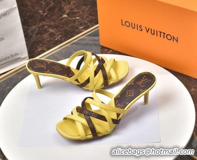 Low Cost Louis Vuitton Revival Strap Heel Slide Sandals 6.5cm 033097 Yellow 2021