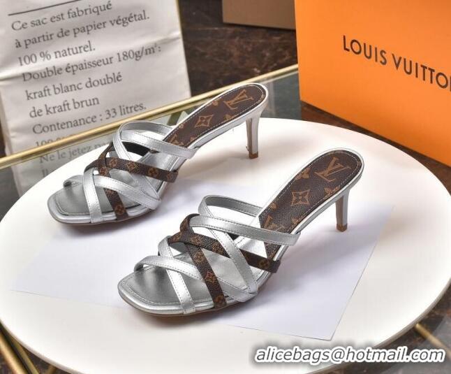 Popular Louis Vuitton Revival Strap Heel Slide Sandals 6.5cm 033097 Silver 2021