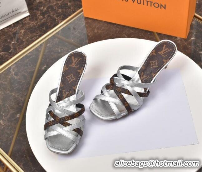 Popular Louis Vuitton Revival Strap Heel Slide Sandals 6.5cm 033097 Silver 2021