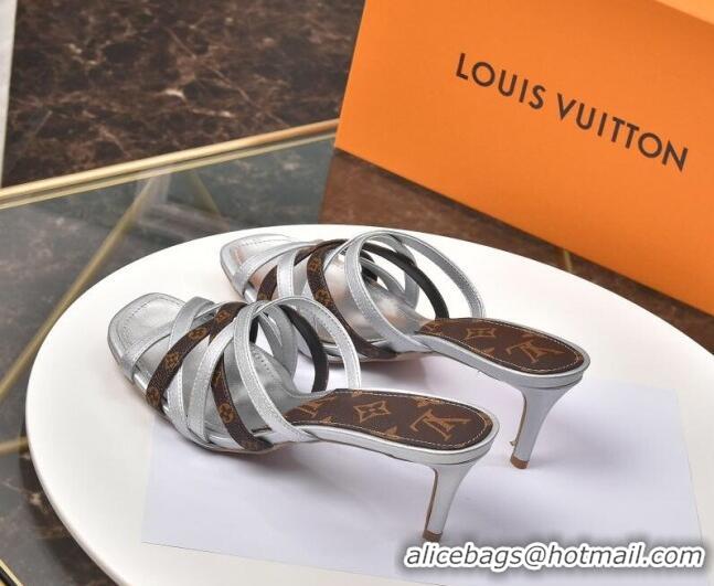 Popular Louis Vuitton Revival Strap Heel Slide Sandals 6.5cm 033097 Silver 2021