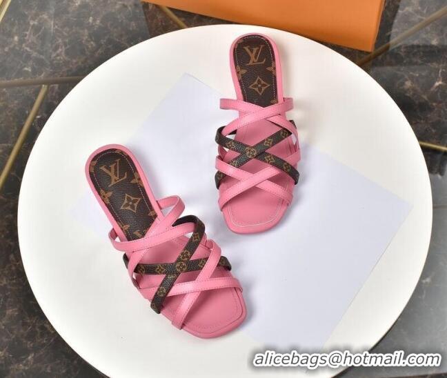 Good Quality Louis Vuitton Revival Strap Flat Slide Sandals 330104 Pink 2021